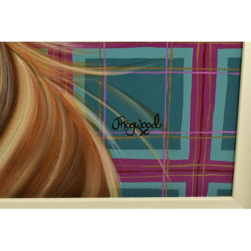 303 - JENNIFER HOGWOOD (BRITISH 1980) 'TARTAN LOVE' Highland Cow against a tartan background, signed lower... 