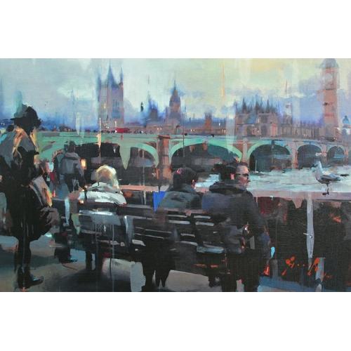 304 - CHRISTIAN HOOK (BRITISH 1971) 'EMBANKMENT' a London cityscape, limited edition print 33/195, signed ... 