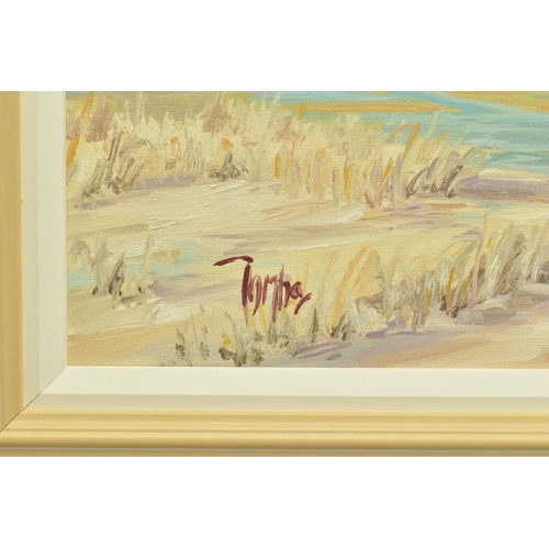 308 - TOM BARRON 'FINDHORN SANDS' (BRITISH CONTEMPORARY) a Scottish coastal landscape, signed bottom left,... 