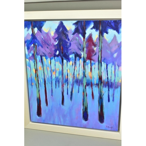 317 - DAVID BRETT (BRITISH CONTEMPORARY) 'PURPLE FOREST' an abstract forest landscape, signed bottom right... 