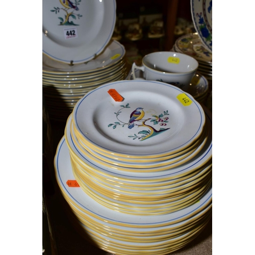 442 - A SPODE QUEEN'S BIRD (S3589) PART DINNER SERVICE, comprising a breakfast cup, four tea plates, ten d... 