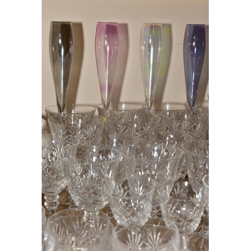 455 - A COLLECTION OF CUT GLASS DRINKING GLASSES, including tall Waterford Crystal wine glasses, including... 