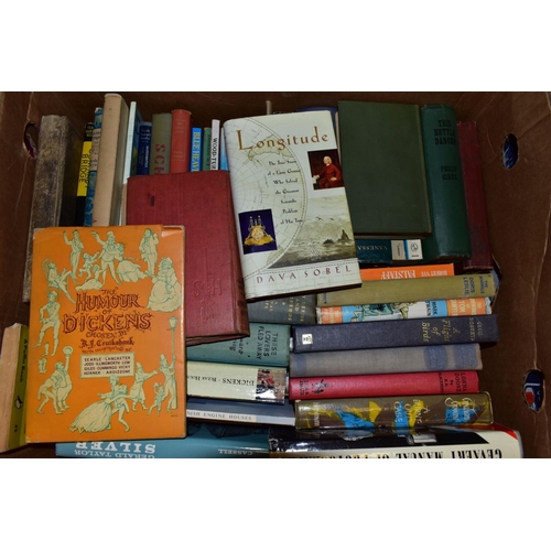 459 - FIVE BOXES OF BOOKS, including novels, reference for antiques, gardening, comedy, etc (5 boxes)