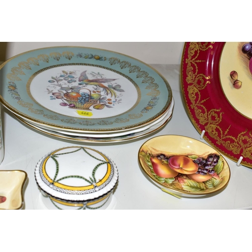 466 - A GROUP OF AYNSLEY BONE CHINA, including an 'Orchard Gold' pin dish (second) and a cabinet plate wit... 