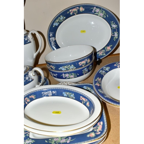 469 - A WEDGWOOD BLUE SIAM TWELVE SETTING DINNER SERVICE, (lacks dinner plates, cups and saucers), compris... 