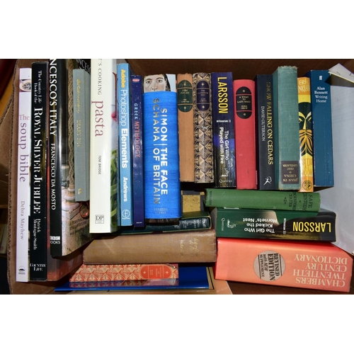 470 - FIVE BOXES OF BOOKS, including a small quantity of Observer books, Folio Society in slip cases, hist... 