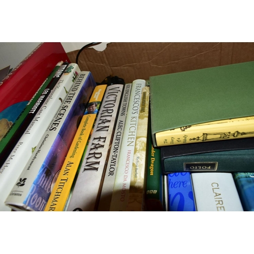 470 - FIVE BOXES OF BOOKS, including a small quantity of Observer books, Folio Society in slip cases, hist... 