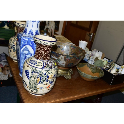 474 - FIVE BOXES AND LOOSE CERAMICS, including a small Victorian moulded stoneware teapot, a.f., a Portmer... 