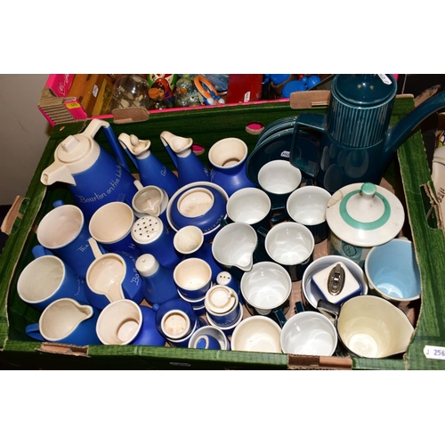 475 - FOUR BOXES OF EARLY 20TH CENTURY FEEDING CUPS, TORQUAY WARE AND SIMILAR, TREEN, ETC, including press... 