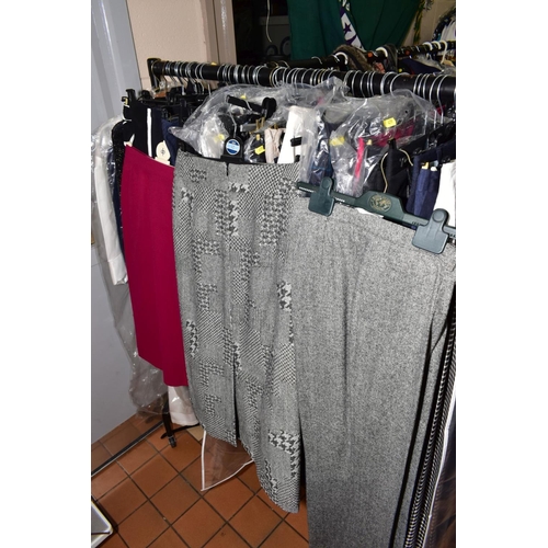 479 - A RAIL OF LADIES SKIRTS AND TROUSERS, including Wallis, Basler, Alexon etc, some evening wear, some ... 