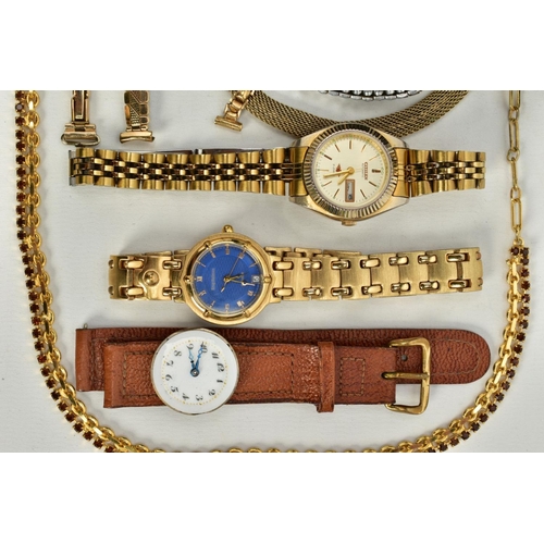 100 - A SELECTION OF WRISTWATCHES, NECKLACES AND A PAIR OF EARRINGS, to include a ladies Citizen wristwatc... 