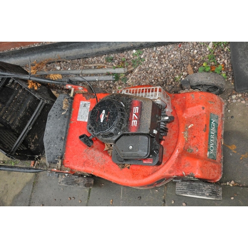 1006 - A SOVEREIGN PETROL LAWN MOWER with grass box (engine pulls freely but hasn't been started)