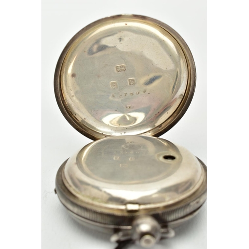 104 - A SILVER OPEN FACED POCKET WATCH, white dial signed 'The Express English Lever, J.G. Graves Sheffiel... 