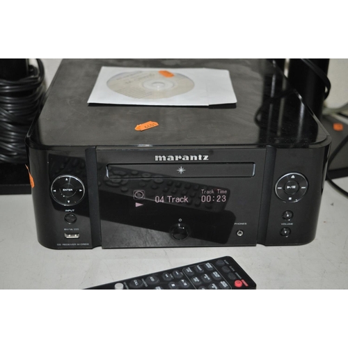 1104 - A MARANTZ M-CR610 CD RECEIVER with remote, a pair of speaker stands and a pair of Mission MX1 speake... 