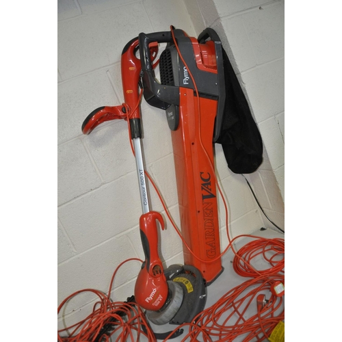 1117 - A FLYMO GARDEN VAC, a Flymo Contour 500XT strimmer (both PAT pass and working), a Black and Decker h... 