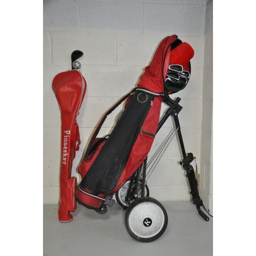 1122 - TWO GOLF BAGS CONTAINING CLUBS including Pinseeker, Wilson, etc