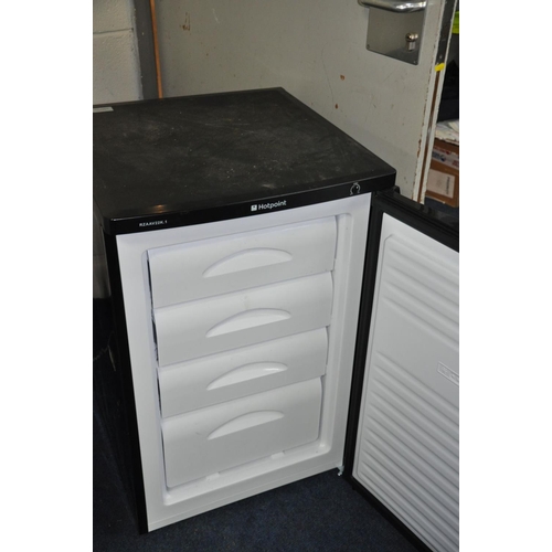 1131 - A HOTPOINT RZAAV22K.1 UNDER COUNTER FREEZER in black, width 55cm (PAT pass and working @-18 degrees)