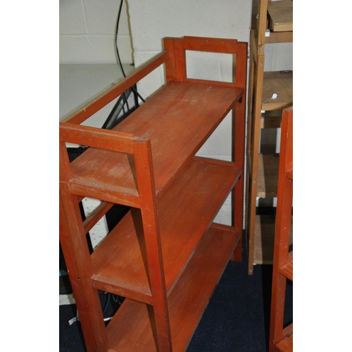 1135 - FIVE FOLDING 'DEALER' RACKS including two manufactured shelves and two homemade shelves, width 71cm ... 