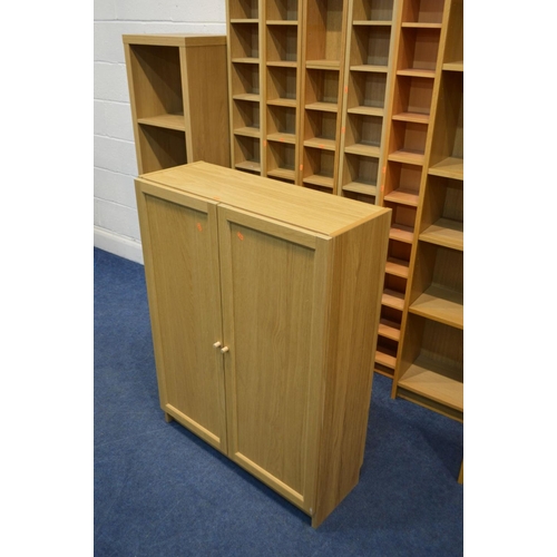 1205 - A SELECTION OF MODERN BEECH/OAK FINISH BOOKCASES, to include two large open bookcases, width 80cm x ... 