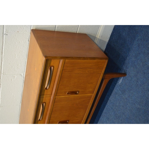 1224 - A G PLAN FRESCO TEAK SIDEBOARD, with two short drawers flanking one long drawer, above four cupboard... 