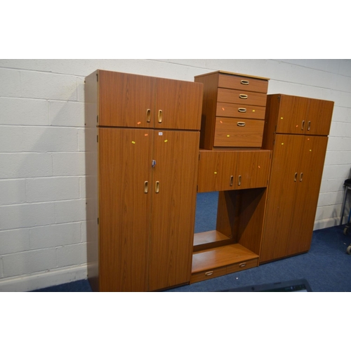 1233 - A THREE PIECE BEDROOM SUITE, along with a matching chest of four drawers (4)