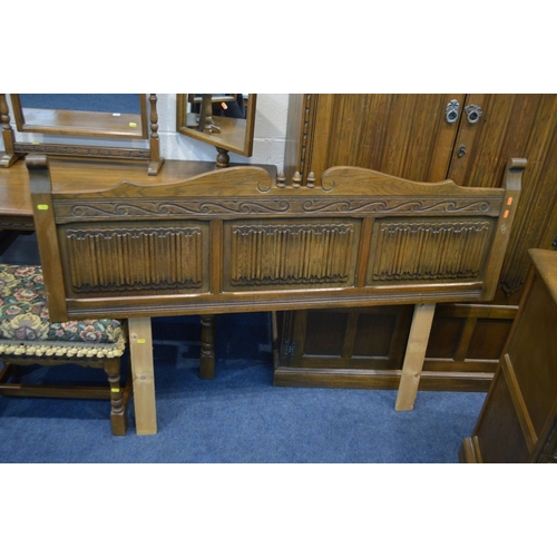 1246 - AN OLD CHARM OAK SIX PIECE BEDROOM SUITE, comprising two matching double door wardrobes, width 103cm... 