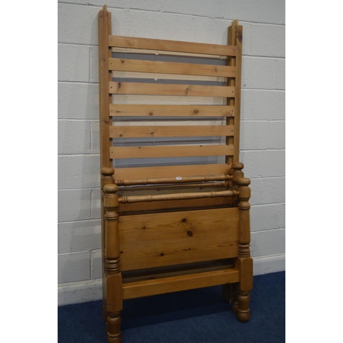 1255 - A PINE FRAMED SINGLE BED FRAME