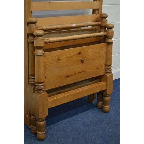 1255 - A PINE FRAMED SINGLE BED FRAME