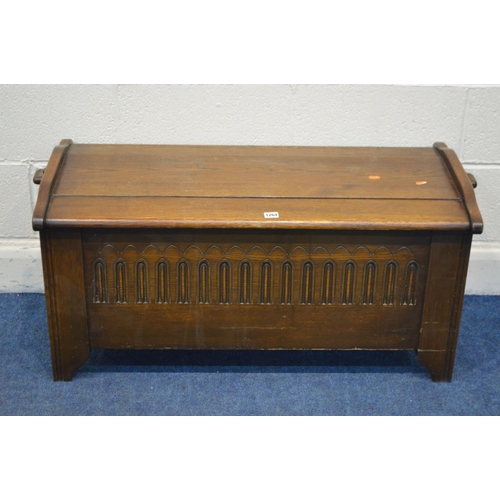 1264 - A MID TO LATE 20TH CENTURY OAK BLANKET CHEST, width 106cm x depth 47cm x height 49cm