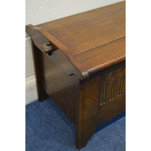 1264 - A MID TO LATE 20TH CENTURY OAK BLANKET CHEST, width 106cm x depth 47cm x height 49cm