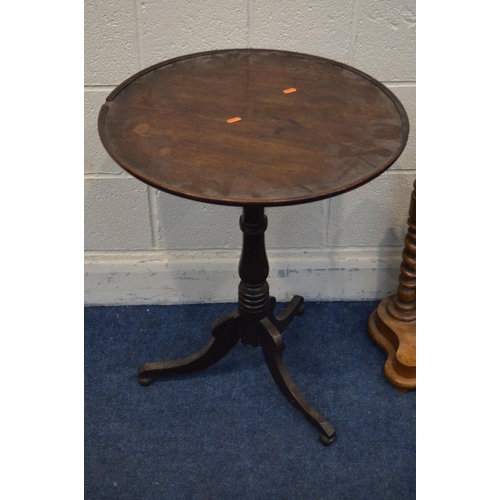 1269 - A VICTORIAN SATINWOOD TOILET MIRROR, together with a Georgian mahogany dish top tripod table (sd) (2... 