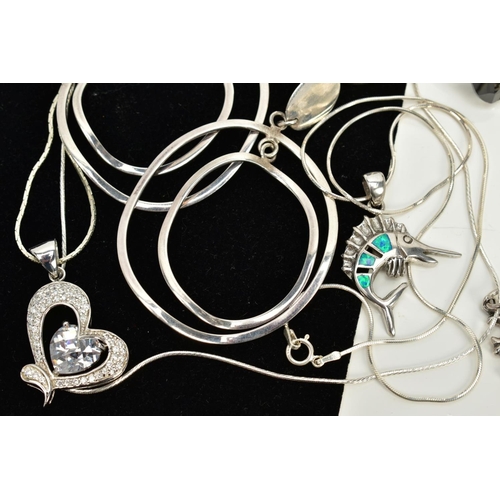 13 - A COLLECTION OF WHITE METAL ASSORTED JEWELLERY ITEMS to include an onyx and marcasite ring, onyx and... 