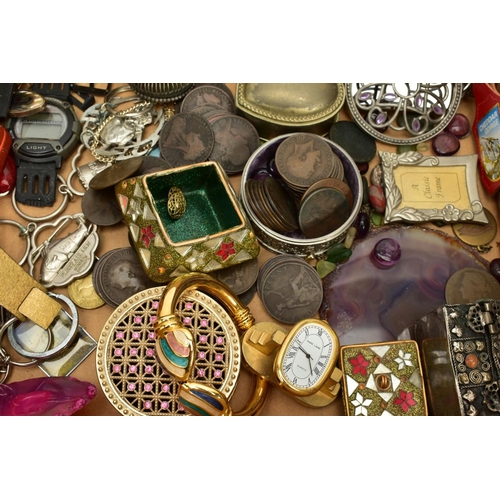 131 - A SELECTION OF ITEMS, to include a small amount of yellow metal earrings, approximate weight 2.1 gra... 