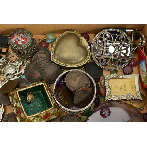 131 - A SELECTION OF ITEMS, to include a small amount of yellow metal earrings, approximate weight 2.1 gra... 