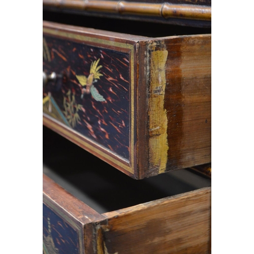 1311 - A JAPANESE SIDEBOARD, incorporating older timbers, chinoiserie decoration, with a green veined marbl... 