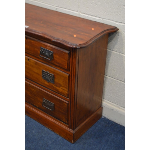 1313 - AN EARLY 20TH CENTURY STAINED WOOD CHEST OF THREE LONG DRAWERS, width 97cm x depth 45cm x height 81c... 