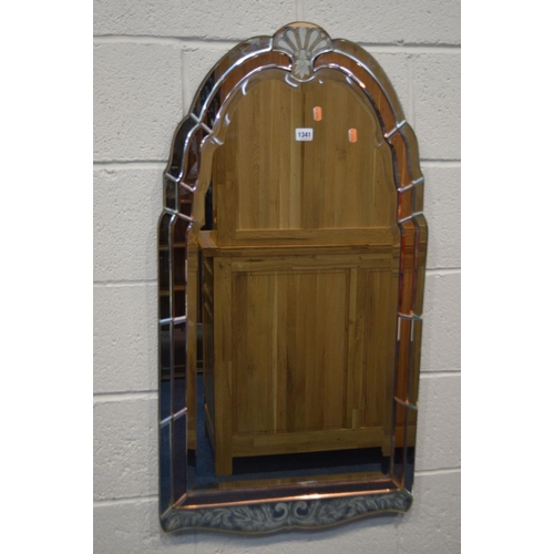 1345 - AN EARLY 20TH CENTURY ART DECO WALL MIRROR, 55cm x 103cm