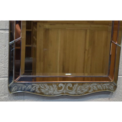 1345 - AN EARLY 20TH CENTURY ART DECO WALL MIRROR, 55cm x 103cm