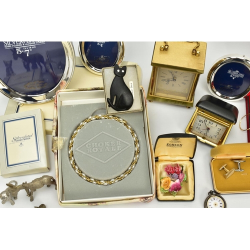 135 - A SELECTION OF ITEMS, to include a ladies open faced pocket watch, white dial with gold and silver d... 