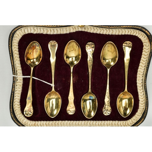 144 - A CASED SET OF SIX SILVER TEASPOONS, each of a plain polished Old English design, hallmarked London ... 