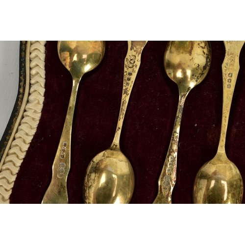 144 - A CASED SET OF SIX SILVER TEASPOONS, each of a plain polished Old English design, hallmarked London ... 