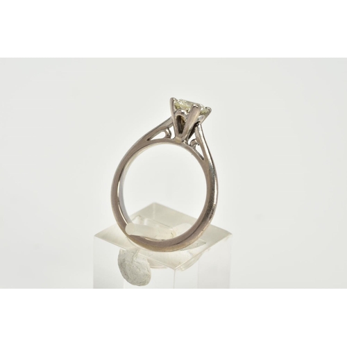 162 - A MODERN 18CT WHITE GOLD DIAMOND SINGLE STONE RING, estimated modern round brilliant cut diamond 1.0... 