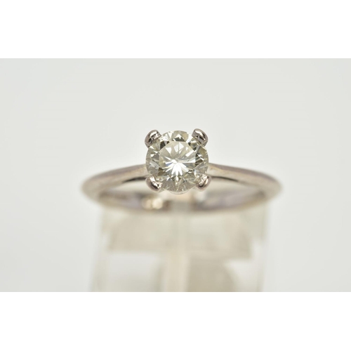 162 - A MODERN 18CT WHITE GOLD DIAMOND SINGLE STONE RING, estimated modern round brilliant cut diamond 1.0... 