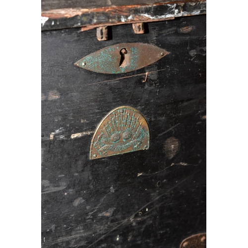 208 - A 19TH CENTURY OAK SILVER CHEST, with green cloth and paper lined fitted interior, hinged lid with b... 