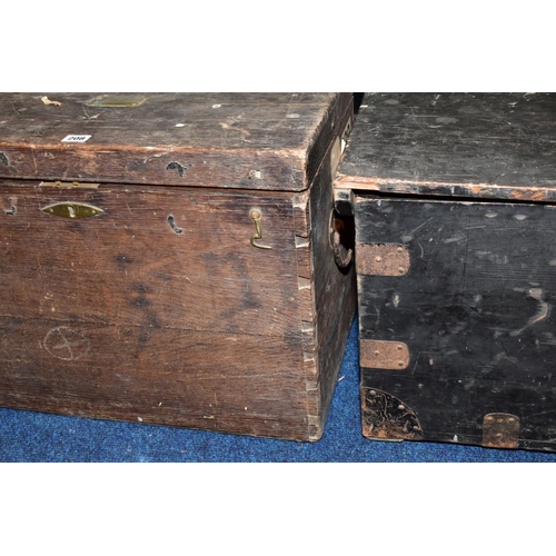 208 - A 19TH CENTURY OAK SILVER CHEST, with green cloth and paper lined fitted interior, hinged lid with b... 