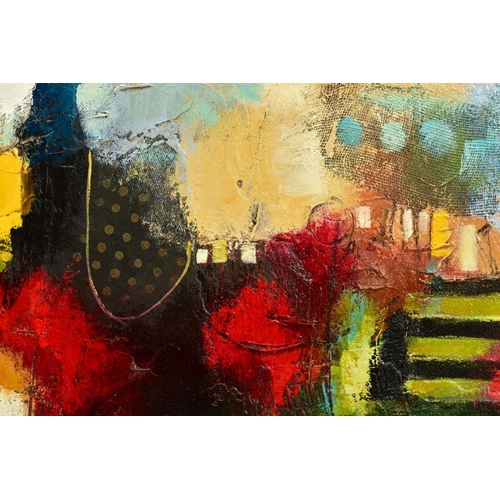 304 - JOHN AND ELLI MILAN (AMERICAN CONTEMPORARY) 'Colour Explosion VI' a colourful abstract composition f... 