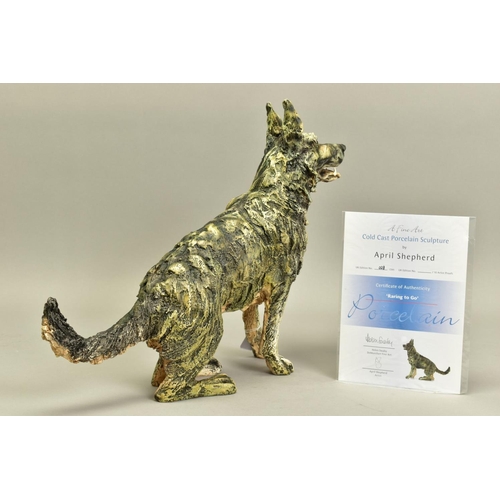 325 - APRIL SHEPHERD (BRITISH CONTEMPORARY) 'Raring to Go', a limited edition cold cast porcelain sculptur... 