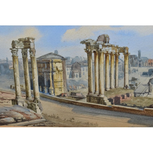 332 - GAETANO FACCIOLA (Italian 1868-1949), ancient ruins, signed bottom right, watercolour on paper, moun... 