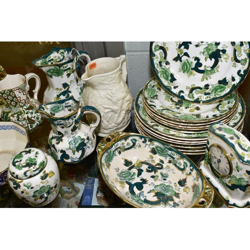 339 - A COLLECTION OF MASONS IRONSTONE CHARTREUSE PATTERN ITEMS, including a set of six 22cm plates, a set... 