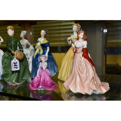 347 - FIVE ROYAL DOULTON LADY FIGURES AND TWO OTHERS, comprising 'Grace' HN2318, 'Laura' HN2960, 'Adrienne... 